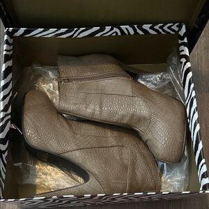 Dana Buchman Preston Gray Faux Snake Ankle Boots